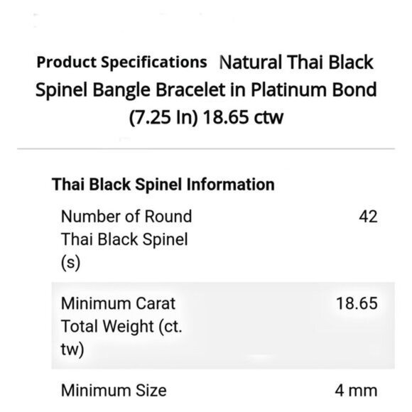 Thai Black Spinel ✦ Mystic Bangle Bracelet ✦ Platinum Bond 8" 18.65ctw NWT - Picture 7 of 8